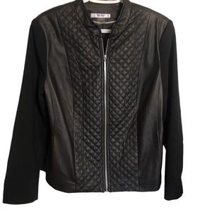 Tanjay Petite Black Faux Leather Blazer with full zip